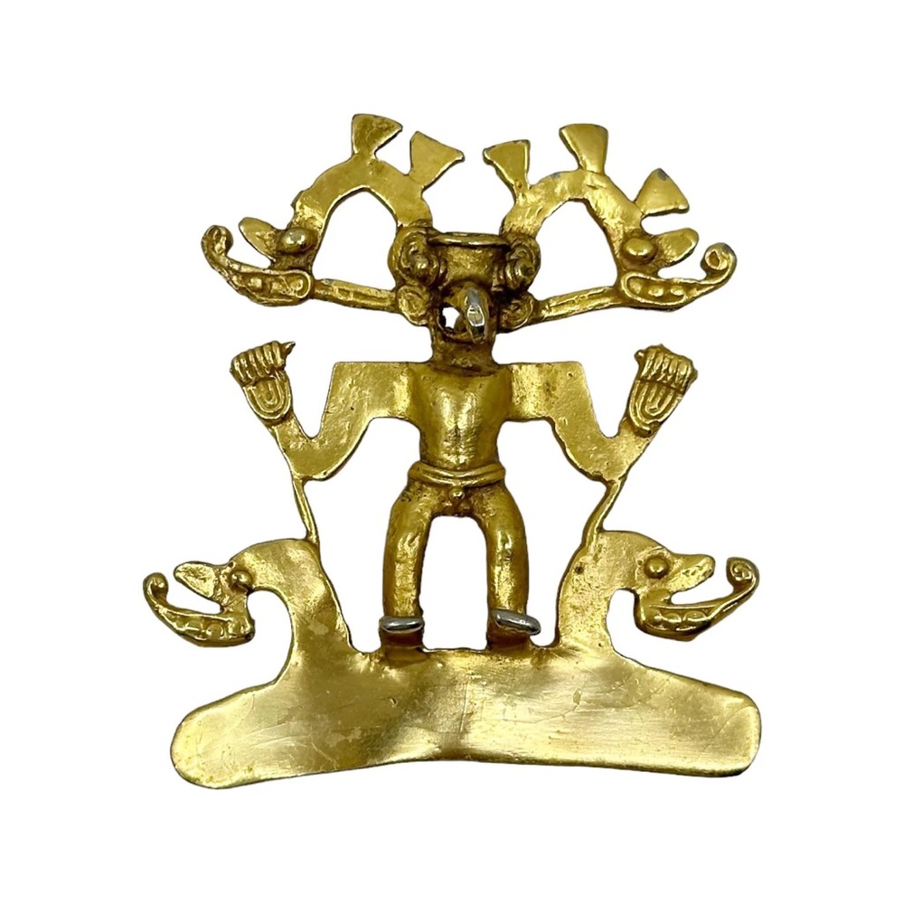 Alva Studios Gold Tone Aztec Birdman pendant - GM3001
